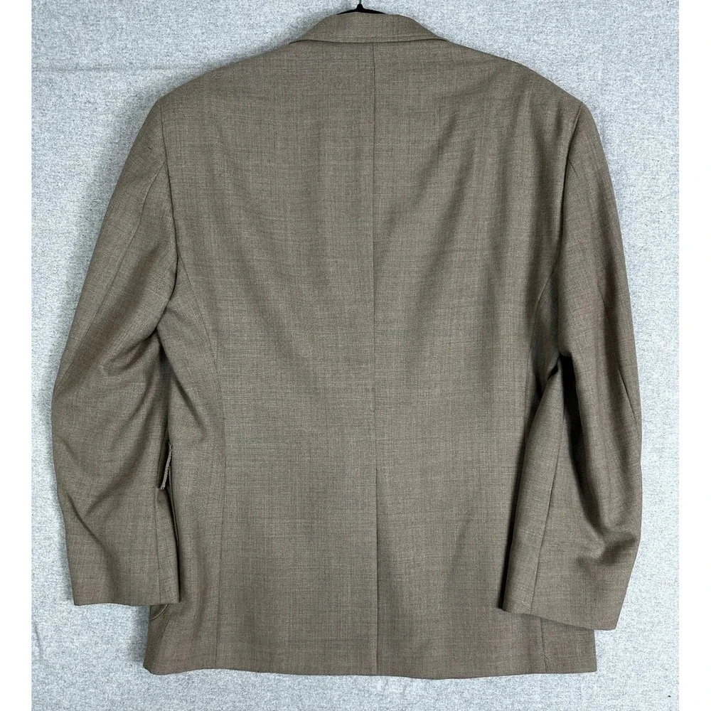 Stafford Blazer 44R Gray Brown Beige Worsted‎ Wool Gold Button Sport Coat Crest